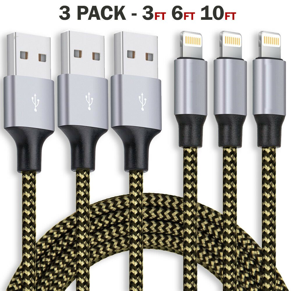 3 Pack Fast Charger USB Cable compatible IPhone 6 7 8Plus IPhone XR Xs Max 11 12 13 Pro - SMARTTECH