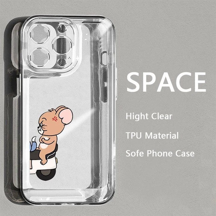 Cat And Mouse Phone Case for iPhone 14 13 Pro 12 11 Pro Xs X XR Max 8 7 SE Clear TPU Cases Soft Black Cover - SMARTTECH