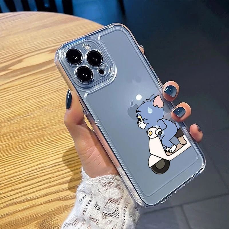 Cat And Mouse Phone Case for iPhone 14 13 Pro 12 11 Pro Xs X XR Max 8 7 SE Clear TPU Cases Soft Black Cover - SMARTTECH