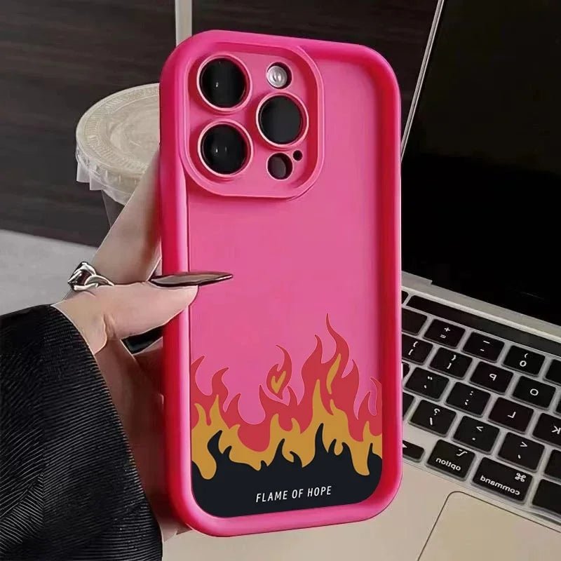 Luxury Design Trendy and cool Pink flame Phone case For iPhone 15 Pro Max 14 13 12 11 XS XR candy Soft Silicone Shockproof Cover - SMARTTECH