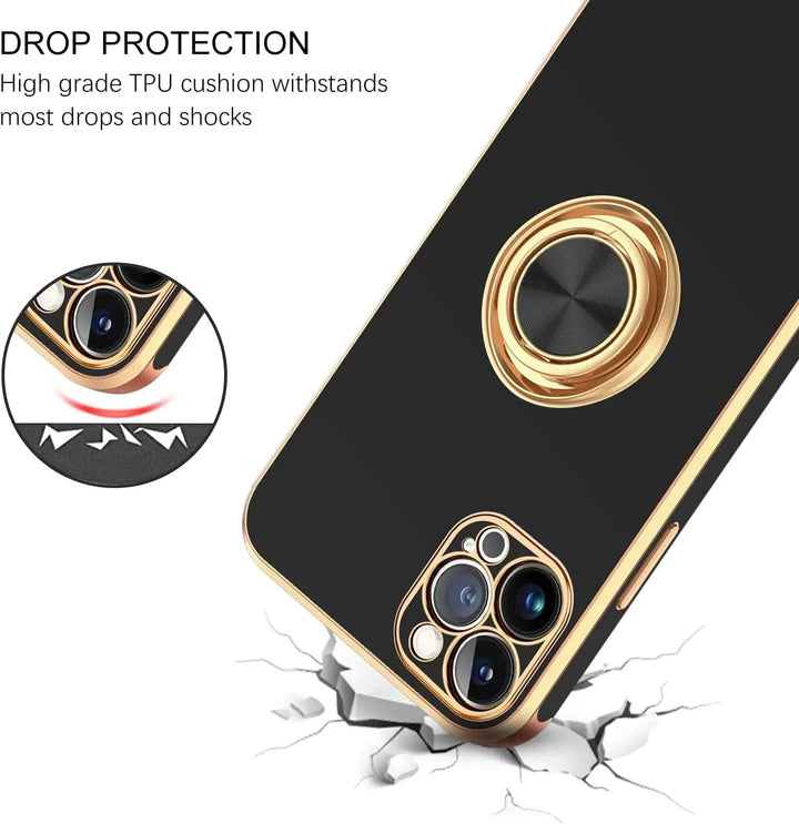 Phones Cases for iPhone 13 Pro Max Case 15 14 11 12 and Ring Holder Top Selling Products 2023 Electroplated Shockproof Cover - SMARTTECH